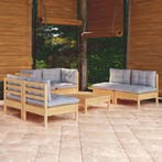 vidaXL 7-delige Loungeset met grijze kussens grenenhout, Verzenden, Nieuw, Loungeset