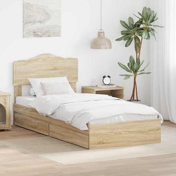 vidaXL Opbergbed met lade Sonoma Eik 70 x 190 cm Bewerkt, Verzenden, Nieuw