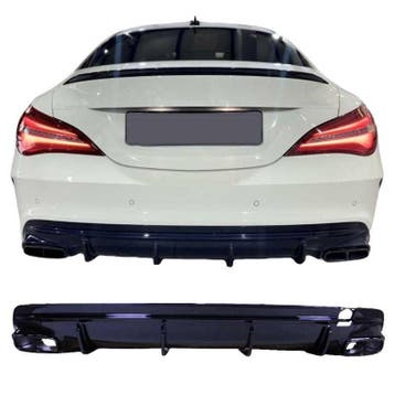 Diffuser voor mercedes cla45 c117 x117 2013-2016 dubbele zwa