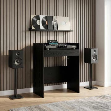 vidaXL DJ Tafel Zwart eiken 62 x 45 x 102 cm Bewerkt hout, Huis en Inrichting, Verzenden, Nieuw