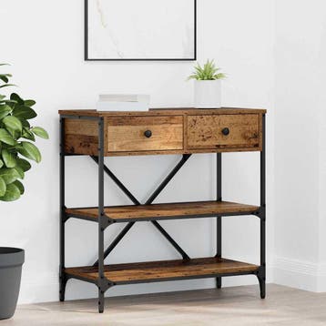 vidaXL Wandtafel met lade met plank Bruin 75 x 34,5 x 75 cm, Verzenden