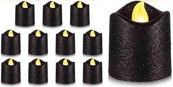 LED Minikaarsje Glitter Zwart per stuk, Nieuw