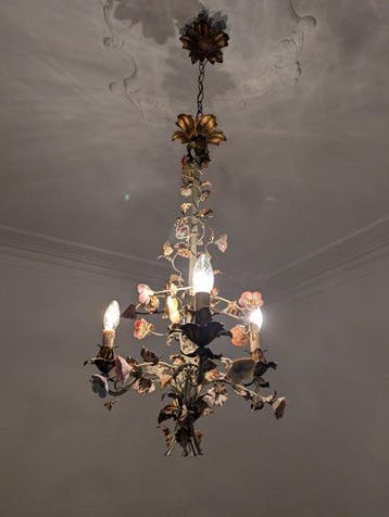 Lampe à suspendre - Fer - Roselline en céramique
