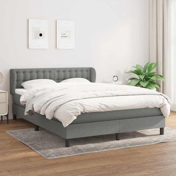 vidaXL Boxspring met matras stof donkergrijs 140x200 cm, Verzenden, Nieuw