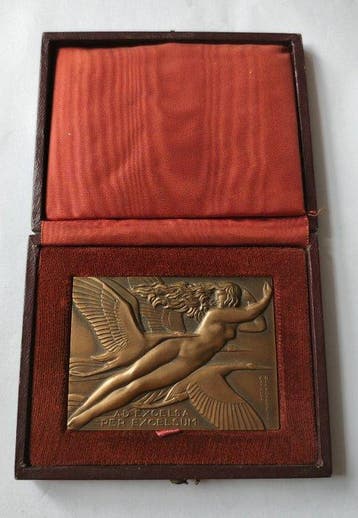 France. Médaille Art Deco en bronze Aviation par R.