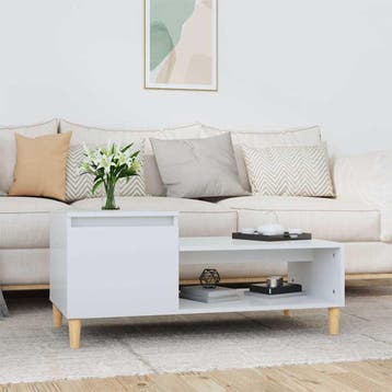 vidaXL Salontafel 100x50x45 cm bewerkt hout hoogglans wit, Verzenden, Nieuw