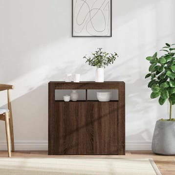 vidaXL Dressoir met LED-verlichting 80x35x75 cm bruin eiken, Verzenden