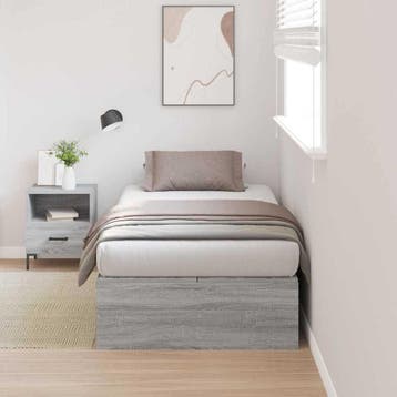 vidaXL Opbergbedframe met opslag Grijs Sonoma 90 x 190 cm, Verzenden