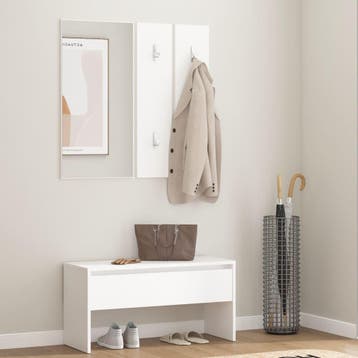 vidaXL Garderobe set bewerkt hout wit, Verzenden