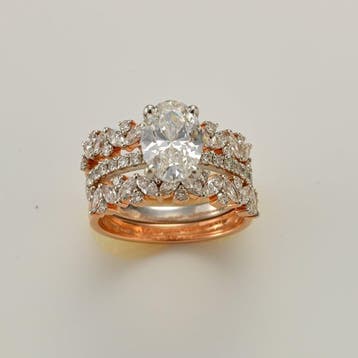 Ring - 14 karaat Roségoud, Witgoud - 4.17ct. tw. Diamant