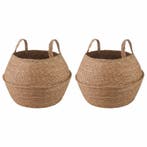 vidaXL Plantenpot met handvatten 2 pcs Naturel Ø 45 x 36 cm, Verzenden