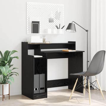 vidaXL Bureau Zwart Eiken 97 x 45 x 90 cm Bewerkt hout, Huis en Inrichting, Bureaus, Verzenden, Nieuw