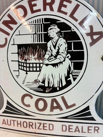 Vintage Cinderella Coal reclamebord – Authorized Dealer –, Antiek en Kunst