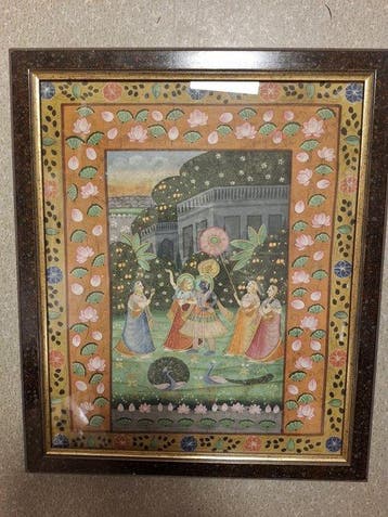 Pichwai miniatuurschildering van Rada en Krishna - India -