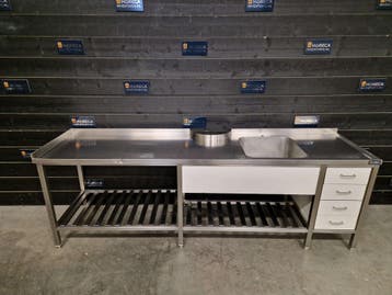 Werkbank | wastafel | trespa | RVS | 286 cm | horeca