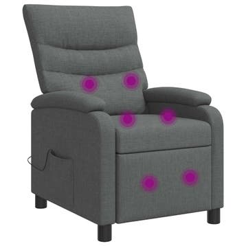 vidaXL Massage Relaxstoel Donkergrijs Stof, Verzenden, Nieuw