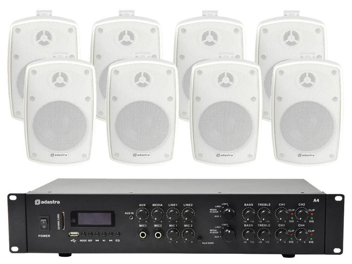 Adastra Indoor/outdoor Speakerset 4 + A4 BT Versterker, Audio, Tv en Foto, Luidsprekerboxen