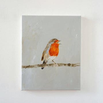 Matthieu van Riel - Zingend roodborstje, Antiek en Kunst