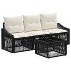 vidaXL Tuinbank Set 4 pcs Zwart poly rattan, Tuin en Terras, Verzenden, Nieuw