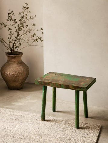 Tabouret - bohème - Chêne - Ancien tabouret en chêne fait à