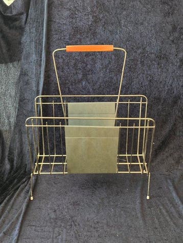 Porte-revues - Teck, Laiton - Porte-magazines vintage