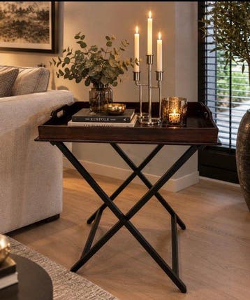 Table dappoint - Butlertray en bois de couleur acajou avec