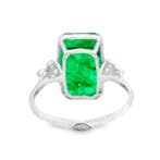 Ring Platina - 5.39ct. tw. Smaragd - Diamant, Nieuw