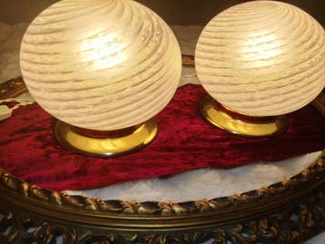 VORTEX OF LIGHT: A Pair of Vintage Murano Swirl Table Lamps