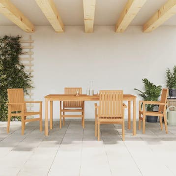 vidaXL 5-delige Tuinset massief teakhout, Verzenden, Nieuw, Tuinset