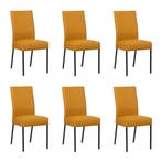 Set van 6 Leren eetkamerstoelen Real - Toledo Leem, Ophalen of Verzenden, Nieuw, Leer, Eén