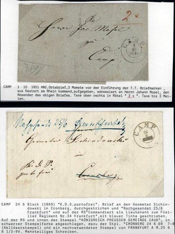 Thurn et Taxis - 2 timbres simples, 1 mandat-poste et 3
