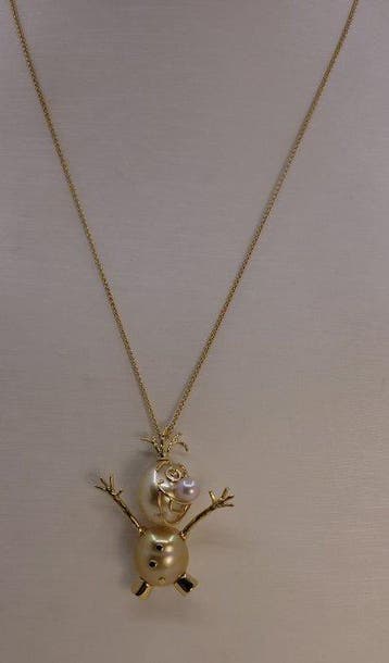Collier avec pendentif - 18 carats Or jaune, Perles des Mers