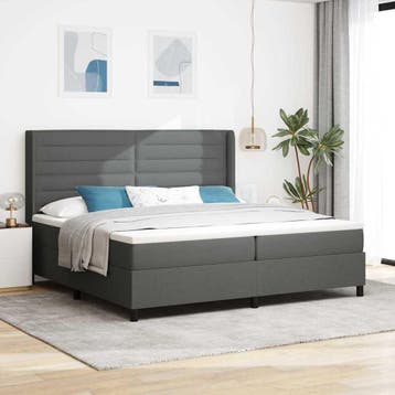 vidaXL Boxspring bed met kussen Donkergrijs 200 x 200 cm, Verzenden, Nieuw