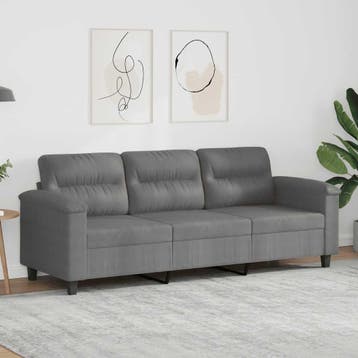 vidaXL Driezitsbank 180 cm microvezelstof donkergrijs, Huis en Inrichting, Zetels | Zetels, Verzenden, Nieuw