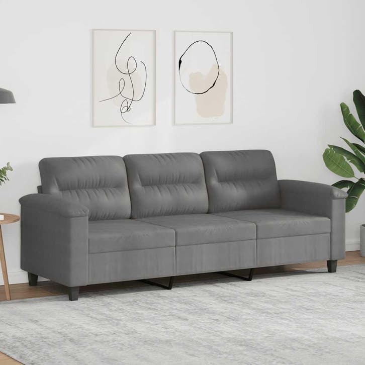 vidaXL Driezitsbank 180 cm microvezelstof donkergrijs, Huis en Inrichting, Zetels | Zetels, Nieuw, Verzenden