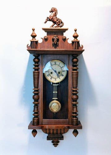 Regulateur wandklok - Junghans - Antiek Hout - 1910-1920 -