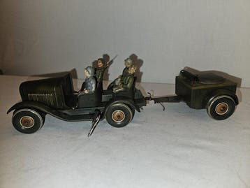 TippCo - Speelgoed militaire tin speelgoedauto met aanhanger, Nieuw