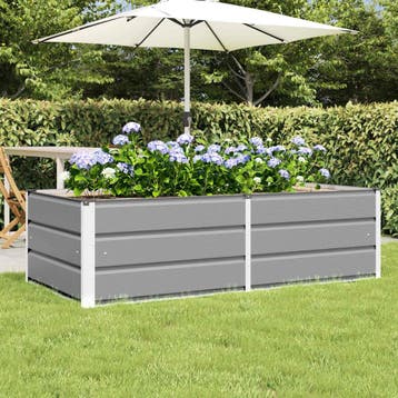 vidaXL Plantenbak Lichtgrijs 160 x 80 x 45 cm Staal, Tuin en Terras, Verzenden, Nieuw