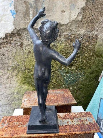 sculptuur, The Dancing Faun - 25 cm - Gepatineerd brons