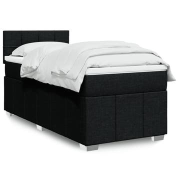 vidaXL Boxspring met matras stof zwart 80x200 cm, Verzenden