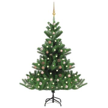 vidaXL Kunstkerstboom Nordmann met LEDs en kerstballen 150, Verzenden