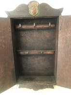 Doos - Hout, Leder, Rechthoekige houten sleutelhouder om