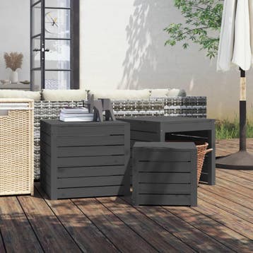 vidaXL 3-delige Tuinboxset massief grenenhout grijs, Verzenden, Nieuw