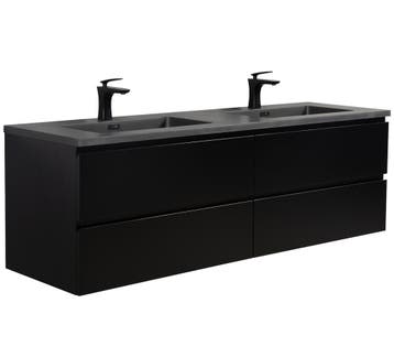 Badkamermeubel Set Angela 160cm Mat Zwart Badmeubel, Huis en Inrichting, Badkamer | Badkamermeubels, Verzenden, Nieuw