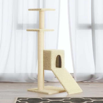 vidaXL Kattenmeubel met sisal krabpalen 92 cm crèmekleurig, Verzenden
