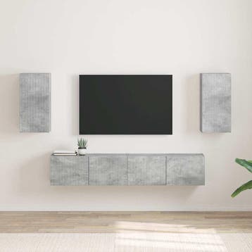 vidaXL TV Wandkast 2 pcs Beton Bewerkt hout, Verzenden, Nieuw