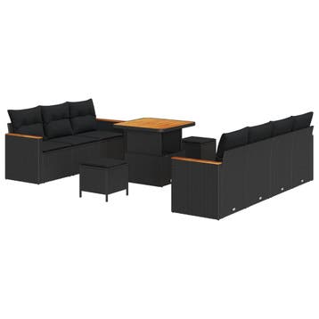vidaXL Tuinbank Set 14 st 9-Aantal zitplaatsen Zwart poly, Verzenden, Nieuw