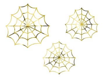 Halloween Decoratie Spinnenweb Goud Set 3 delig, Verzenden