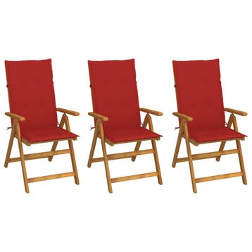 vidaXL Set van 3 klapstoelen met kussens, gemaakt van, Verzenden, Nieuw