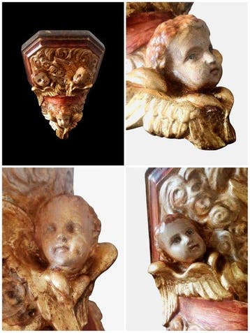 Étagère murale - plâtre émaillé - Putti - XIXe